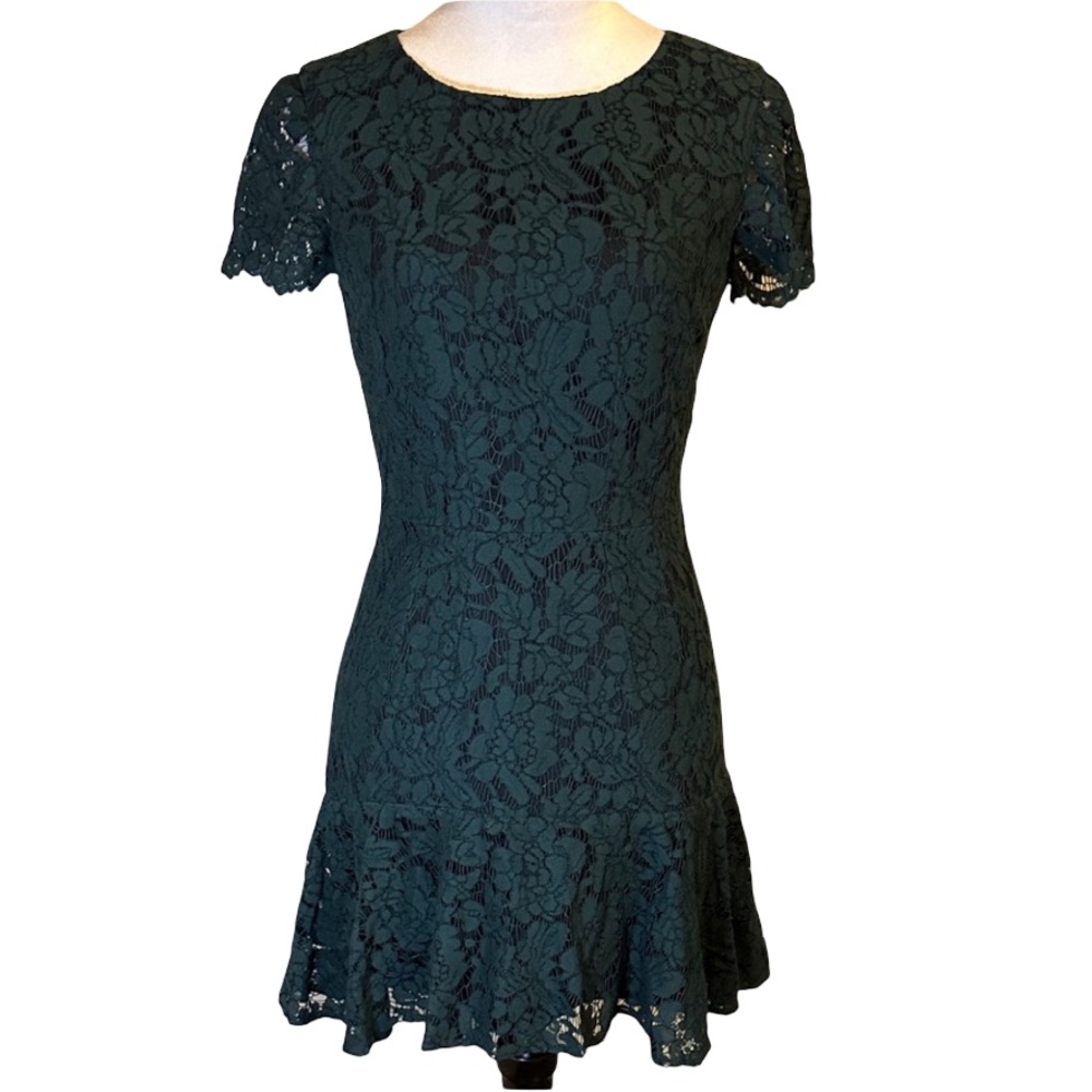 ANTONIO MELANI Teal Lace Mini Dress